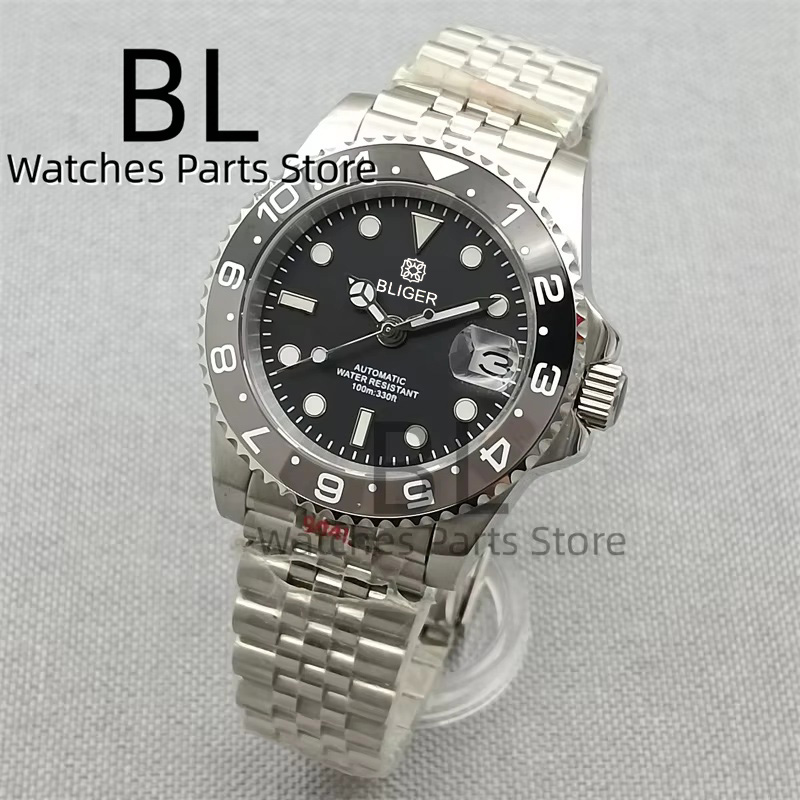 Ceramic Link Bracelet - BLIGER 40mm 남성용 시계 NH35 자동식