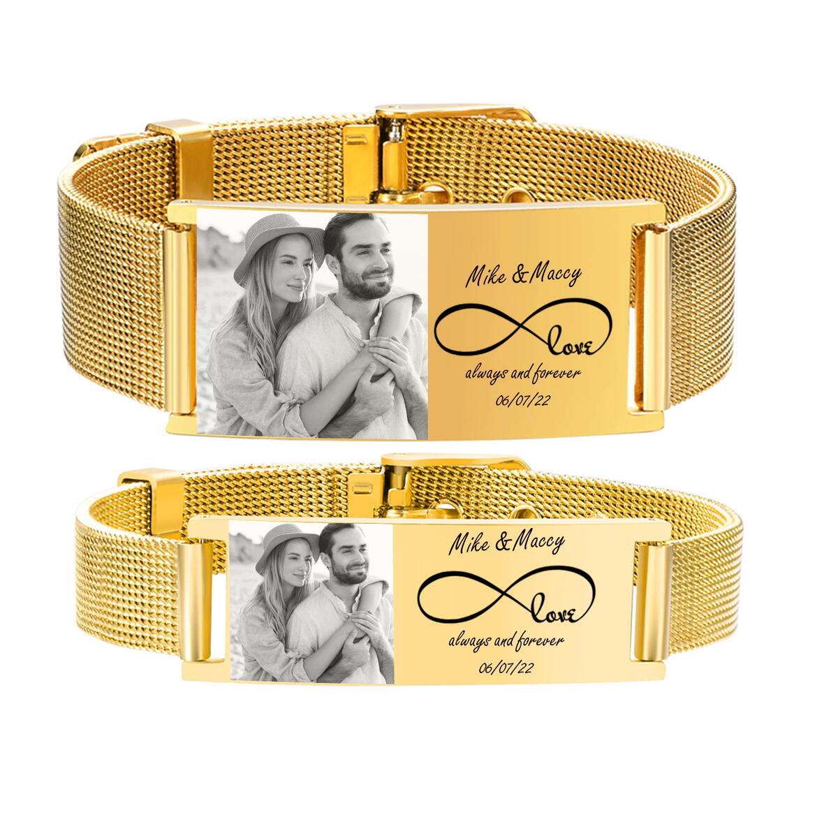 Stainless Mesh Band - 맞춤형 ID 팔찌, 조정 가능한 체인