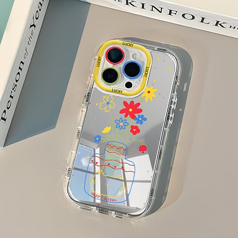 Apple Iphone 16 - 여름 데이지 고양이 꽃병 디자인 미러