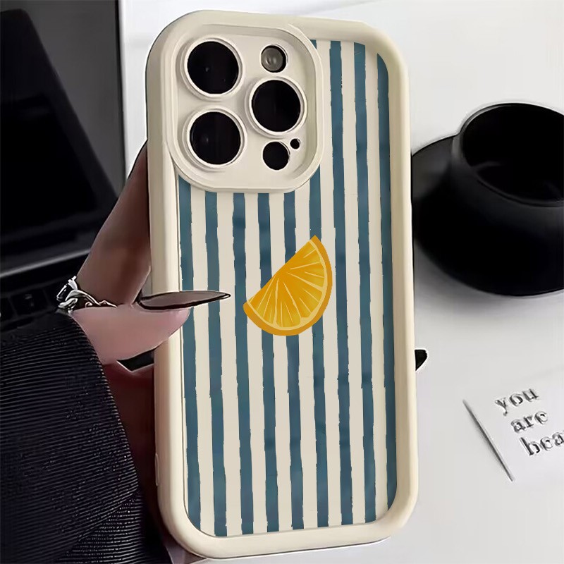 Apple Iphone 16 - 줄무늬 레몬 슬라이스 패턴 아이폰 17