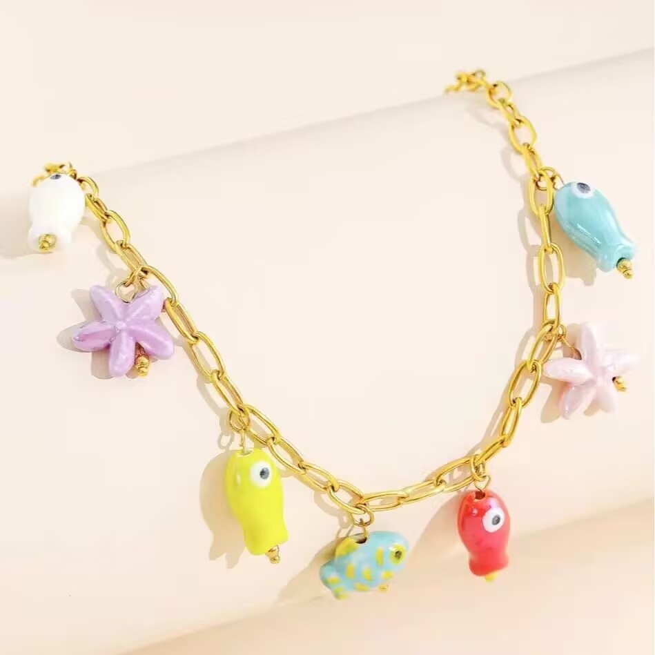Ceramic Link Bracelet - 5종 세트 신상 여름 컬러풀 에나멜