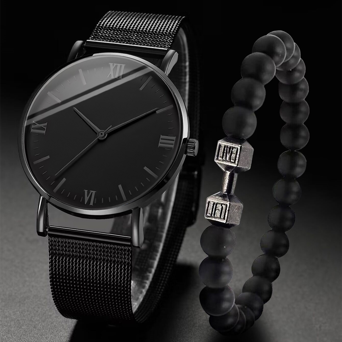 2PCS 남자 시계 패션 로마 석영 시계 스틸 메쉬 밴 - Stainless Mesh Band 리뷰 및 가격