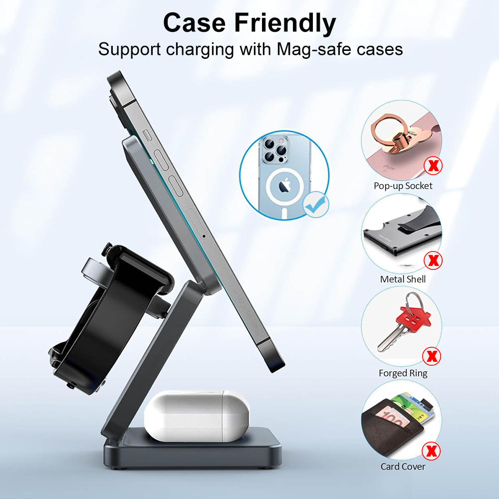 무선 충전기 3 in 1 접이식 자기 무선 충전 스테이 - Watch Charger Cable 리뷰 및 가격