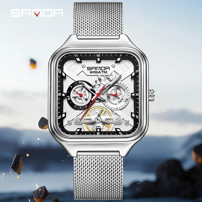 산다 9085 남성용 손목시계 reloj hombre  - Stainless Mesh Band 리뷰 및 가격
