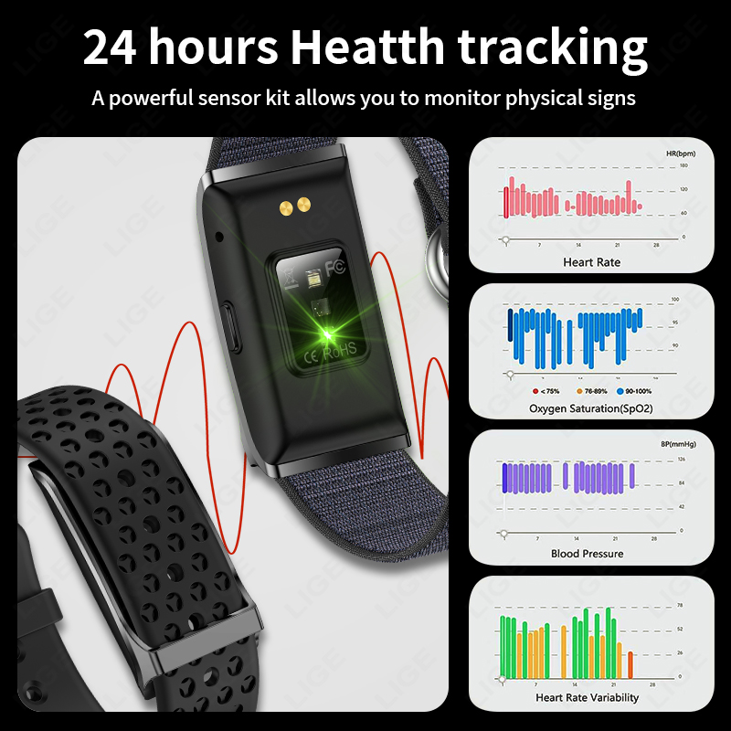 LIGE 스마트 시계 심박수 혈압 모니터 걸음계기 스포 - Android Smartwatch Accessories 리뷰 및 가격