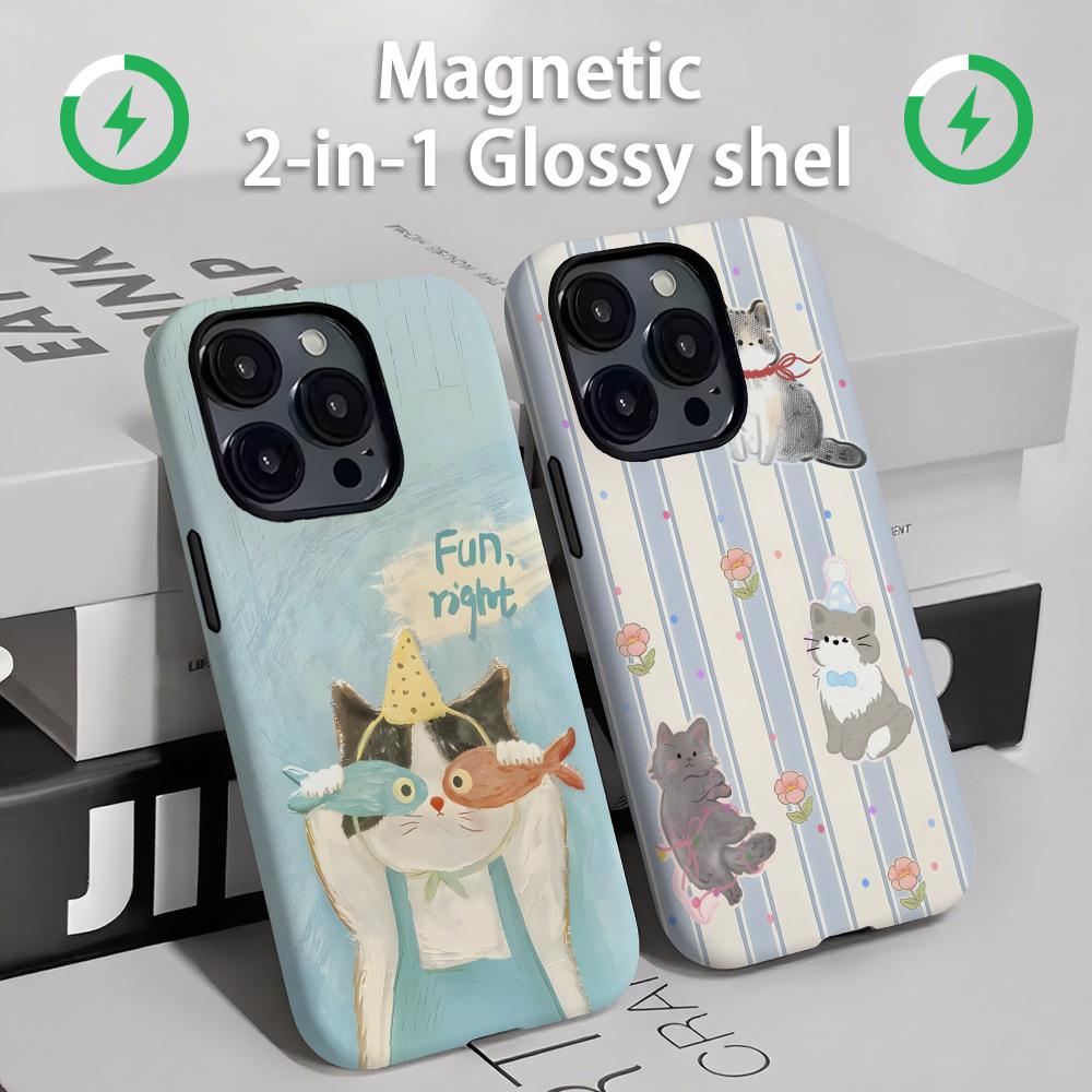 귀여운 고양이와 강아지 마그네틱 2-in-1 광택 케이 - Apple Iphone 16 리뷰 및 가격