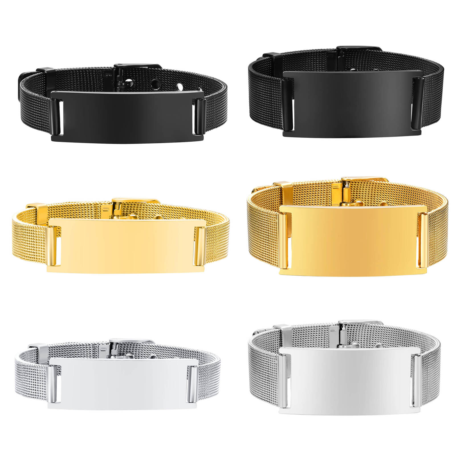 맞춤형 ID 팔찌, 조정 가능한 체인 링크, 밀라노 시 - Stainless Mesh Band 리뷰 및 가격