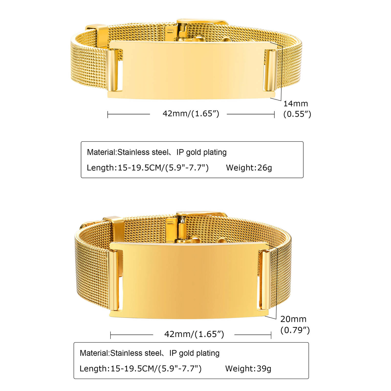 맞춤형 ID 팔찌, 조정 가능한 체인 링크, 밀라노 시 - Stainless Mesh Band 리뷰 및 가격