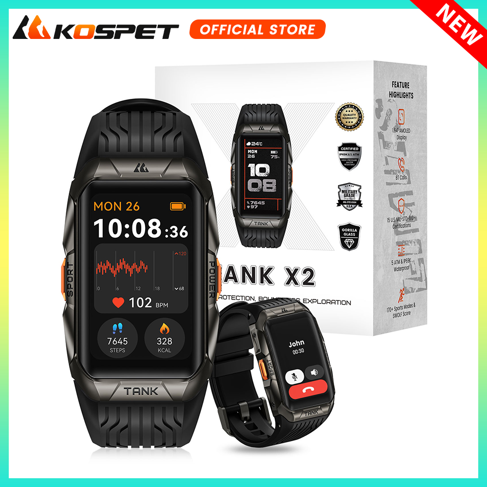 KOSPET 탱크 X2 스마트 워치 남성용 IP69K  - Smartwatch Faces 리뷰 및 가격