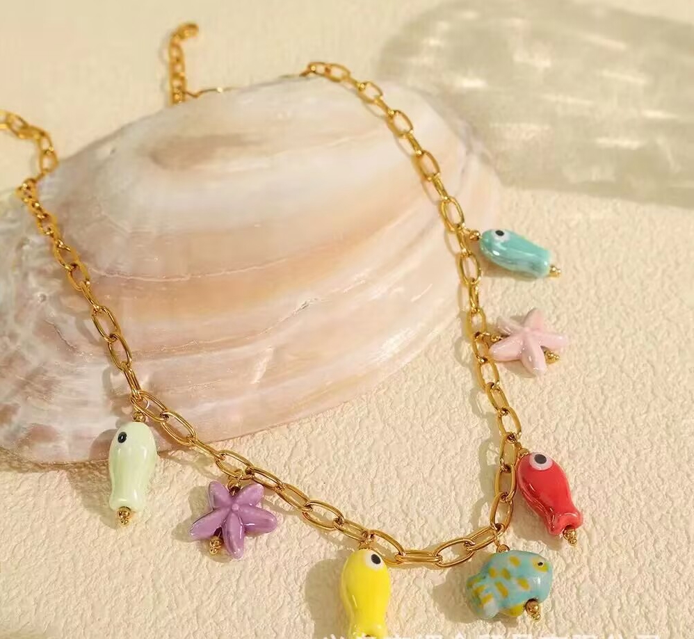 5종 세트 신상 여름 컬러풀 에나멜 참 브레이슬릿 목걸 - Ceramic Link Bracelet 리뷰 및 가격