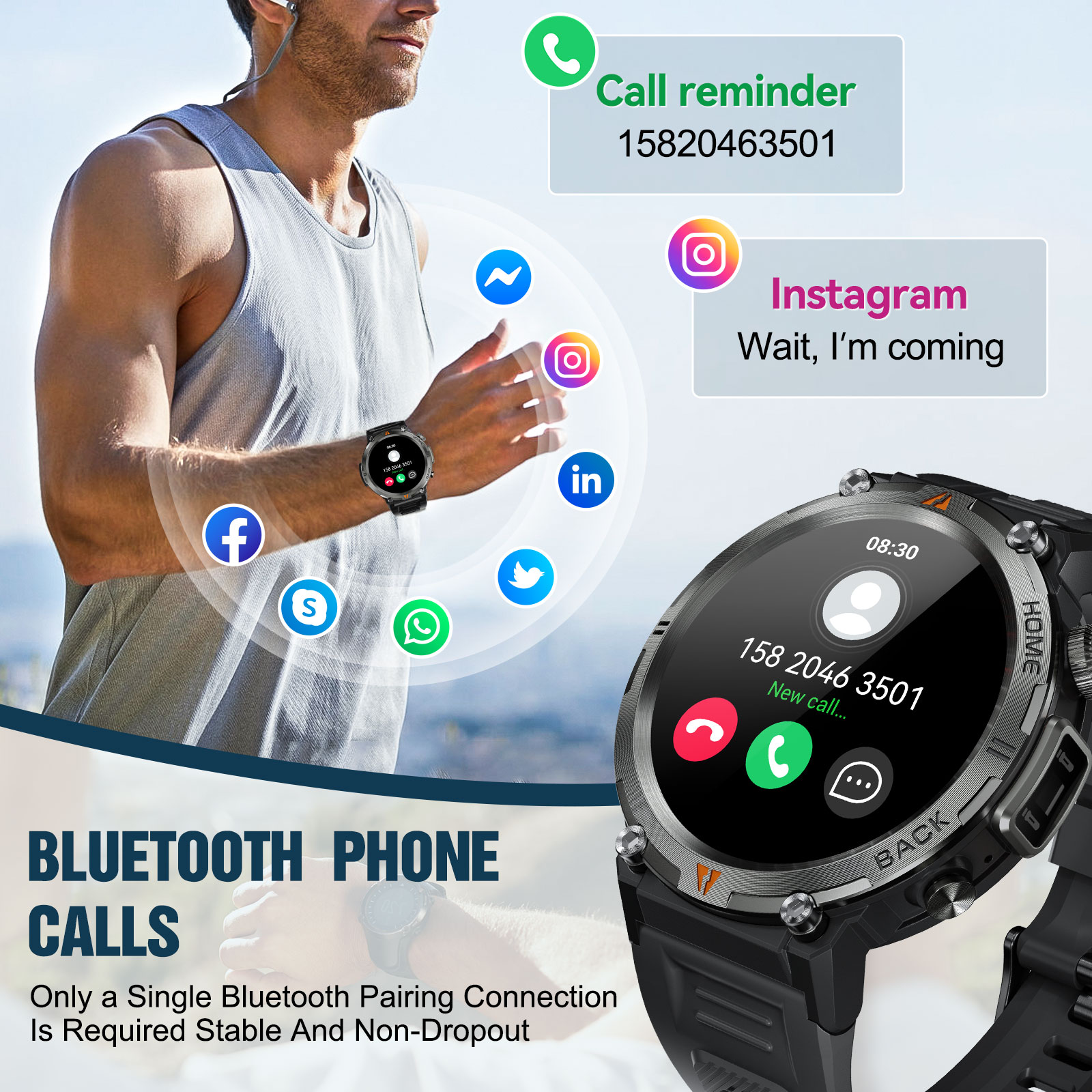 EIGIIS KE3 블루투스 통화 스마트 워치 남성용  - Android Smartwatch Accessories 리뷰 및 가격