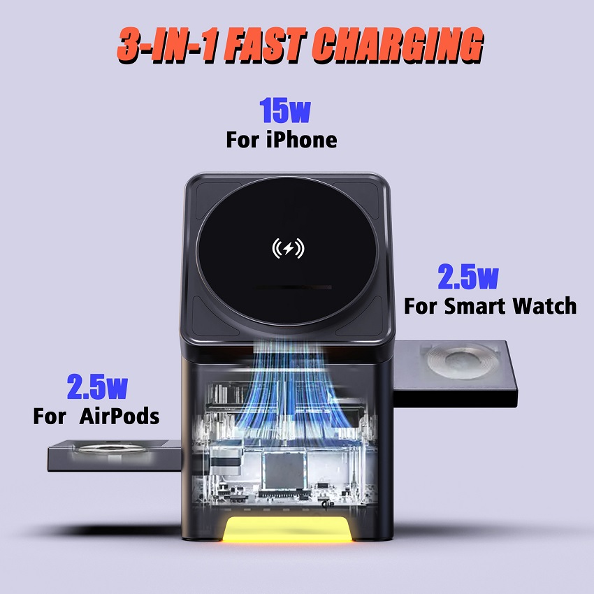 3 in 1 마그네틱 무선 충전기 접이식 15W 고속  - Wireless Charger Watch 리뷰 및 가격