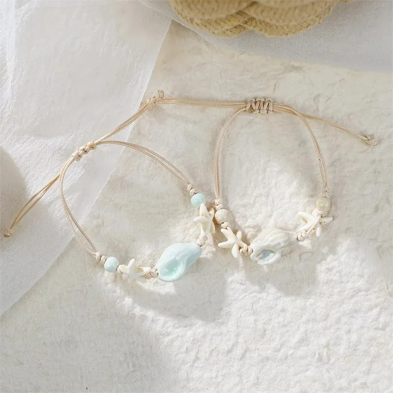 보헤미안 조가비 불가사리 껍질 여성을위한 페르시 팔찌  - Ceramic Link Bracelet 리뷰 및 가격